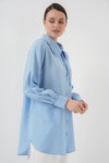 Fırfırlı Uzun Gömlek Tunik 5952 - Mavi