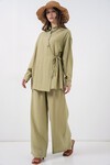 Kadın Bağcıklı Tunik Pantolon İkili Takım 6752 - E.Yeşil