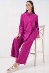 Kadın Bağcıklı Tunik Pantolon İkili Takım 6752 - Fuşya