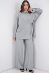 Kadın Bağcıklı Tunik Pantolon İkili Takım 6752 - Gri