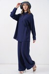 Kadın Bağcıklı Tunik Pantolon İkili Takım 6752 - Lacivert