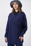 Kadın Bağcıklı Tunik Pantolon İkili Takım 6752 - Lacivert