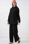 Kadın Bağcıklı Tunik Pantolon İkili Takım 6752 - Siyah