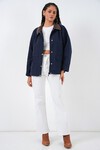 Kadın Cep Detaylı Oversize Ceket 5973 - Lacivert