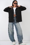 Kadın Cep Detaylı Oversize Ceket 5973 - Siyah