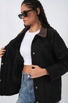 Kadın Cep Detaylı Oversize Ceket 5973 - Siyah