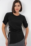 Kadın Düğme Detaylı Sandy Bluz 992 - Siyah
