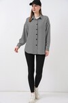 Kadın Ekose Desen Oversize Oduncu Gömlek 3854 - Siyah - Beyaz