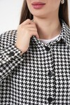 Kadın Ekose Desen Oversize Oduncu Gömlek 3854 - Siyah - Beyaz