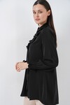 Kadın Fırfırlı Uzun Gömlek Tunik 5986 - Siyah