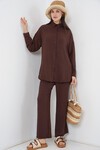 Kadın Gömlek Pantolon İkili Takım 30063 - Kahverengi