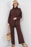 Kadın Gömlek Pantolon İkili Takım 30063 - Kahverengi