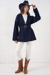 Kadın Kemerli Kot Ceket Tunik 5985 - Lacivert