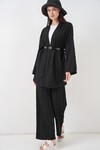Kadın Kimono Pantolon İkili Takım 30078 - Siyah