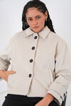 Kadın Kısa Kaşe Ceket 0724 - Ekru