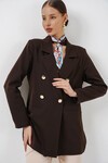 Kadın Kruvaze Yaka Blazer Ceket 0722 - Kahverengi