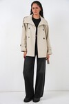 Kadın Kruvaze Yaka Kısa Trençkot 5980 - Bej