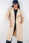 Kadın Kruvaze Yaka Trençkot 5978 - Bej