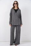 Kadın Örme Kimono Pantolon İkili Takım 30067 - Gri