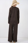 Kadın Örme Kimono Pantolon İkili Takım 30067 - Kahverengi
