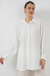 Kadın Oversize Bağcıklı Gömlek 5954 - Beyaz