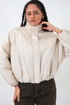 Kadın Oversize Bomber Şişme Mont 5124 - Ekru