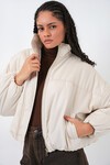 Kadın Oversize Bomber Şişme Mont 5124 - Ekru