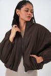 Kadın Oversize Bomber Şişme Mont 5124 - Kahverengi