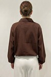 Kadın Oversize Fermuarlı Ceket 0735 - Kahverengi
