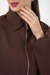 Kadın Oversize Fermuarlı Ceket 0735 - Kahverengi