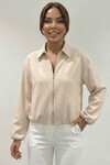 Kadın Oversize Fermuarlı Ceket 0735 - Krem