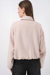 Kadın Oversize Fermuarlı Ceket 0735 - Krem
