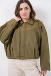Kadın Oversize Kısa Ceket 0732 - Haki