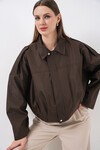Kadın Oversize Kısa Ceket 0732 - Kahverengi