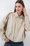 Kadın Oversize Kısa Ceket 0732 - Taş