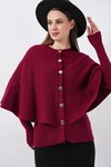 Kadın Pelerinli Triko Hırka 15967 - Bordo