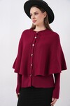 Kadın Pelerinli Triko Hırka 15967 - Bordo