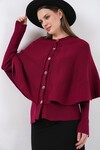 Kadın Pelerinli Triko Hırka 15967 - Bordo