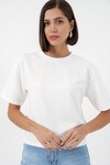 Kadın Taş Detaylı Tişört 990 - Beyaz