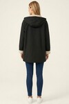 Kadın Teknik Kumaş Kapüşonlu Trençkot 5972 - Siyah