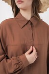 Kadın Uzun Oversize Gömlek 5965 - Sütlü Kahve