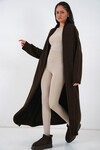 Kadın Uzun Oversize Triko Hırka 15924 - Kahverengi