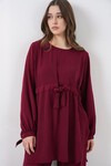 Kadın Uzun Tunik Pantolon İkili Takım 6719 - Bordo