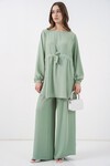 Kadın Uzun Tunik Pantolon İkili Takım 6719 - E.Yeşil