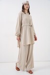 Kadın Uzun Tunik Pantolon İkili Takım 6719 - Krem