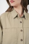 Merterium 20192 Oversize Gabardin Gömlek Ceket - Haki