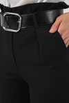 Merterium 6556 Kemerli Kumaş Pantolon - Siyah
