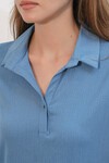 20123 Polo Yaka Örme Bluz - İndigo