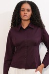 20231 Slim Fit Poplin Gömlek - Mürdüm
