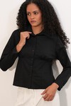 20231 Slim Fit Poplin Gömlek - Siyah